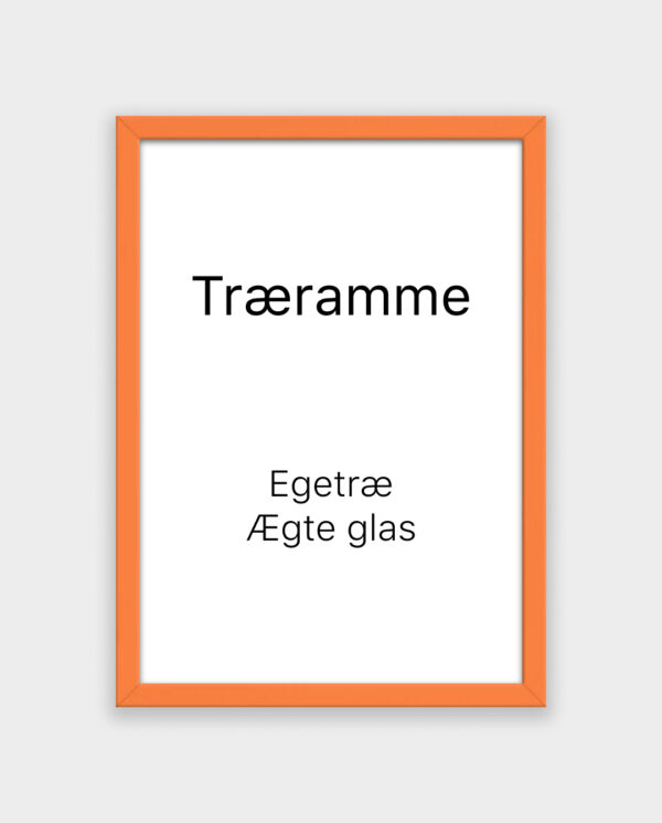 Orange egetræsramme på grå baggrund