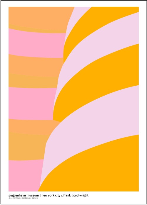 Grafisk plakat af Guggenheim museet i New York. Plakaten er skabt af posterHaus x Candela De Bortoli