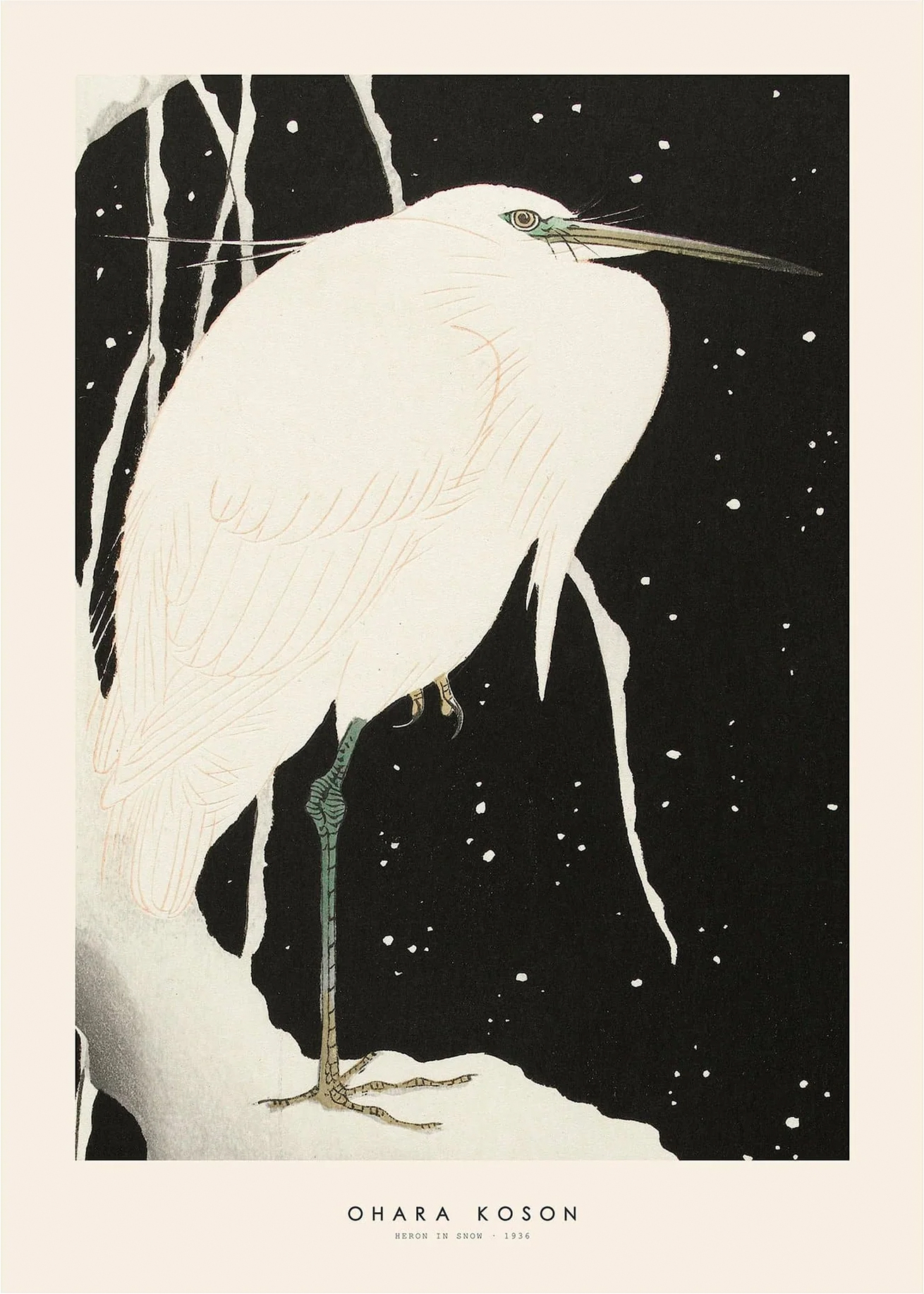 Heron on snow - Ohara Koson