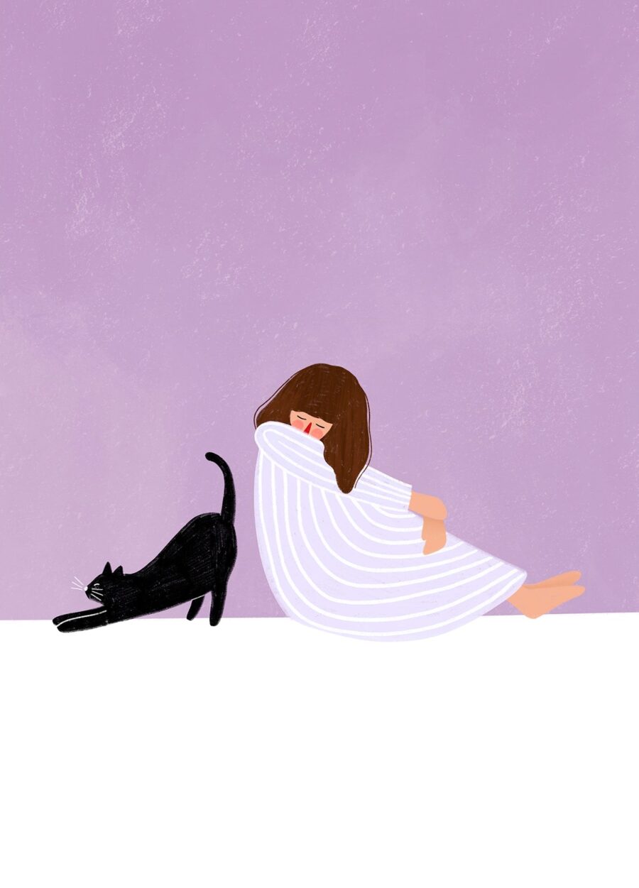 Girl and Cat - Bea Muller