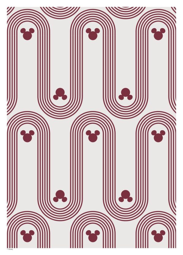 Moderne og grafisk Mickey Mouse plakat i bordeaux og beige