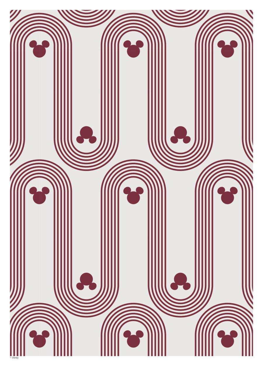 Moderne og grafisk Mickey Mouse plakat i bordeaux og beige