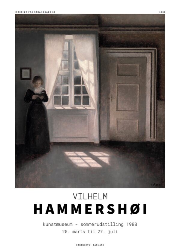 Vilhelm Hammershøi plakat med hans maleri Interiør fra Strandgade 30