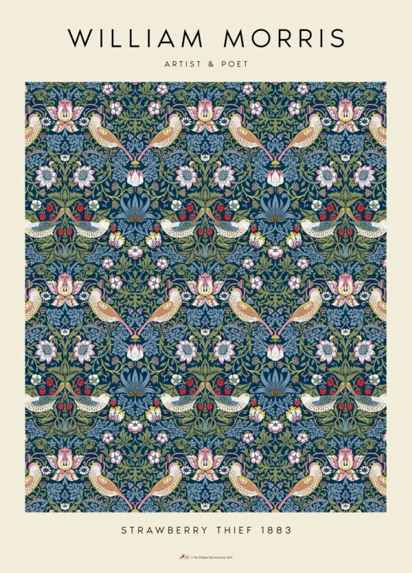 William Morris plakat med hans mønster Strawberry Thief