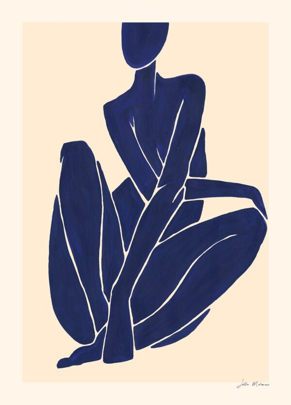 Sella Molenaar plakat med titlen female form 08. Plakaten forestiller en silhuet af en kvindekrop i mørkeblå.