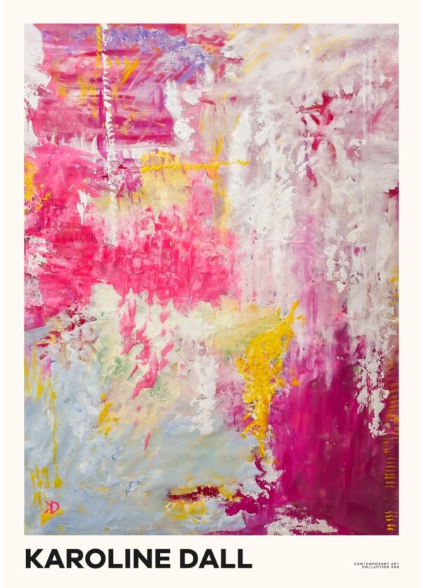 Karoline Dall plakat med titlen Contemporary art collection 09. Plakaten er abstrakt i pink, gul og beige