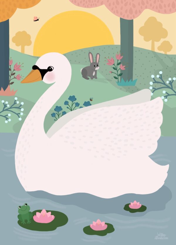 Smuk svane plakat skabt af Willero Illustration
