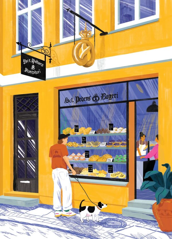 Nina Dissing plakat der forestiller det berømte bageri Sct Peders Bageri i København