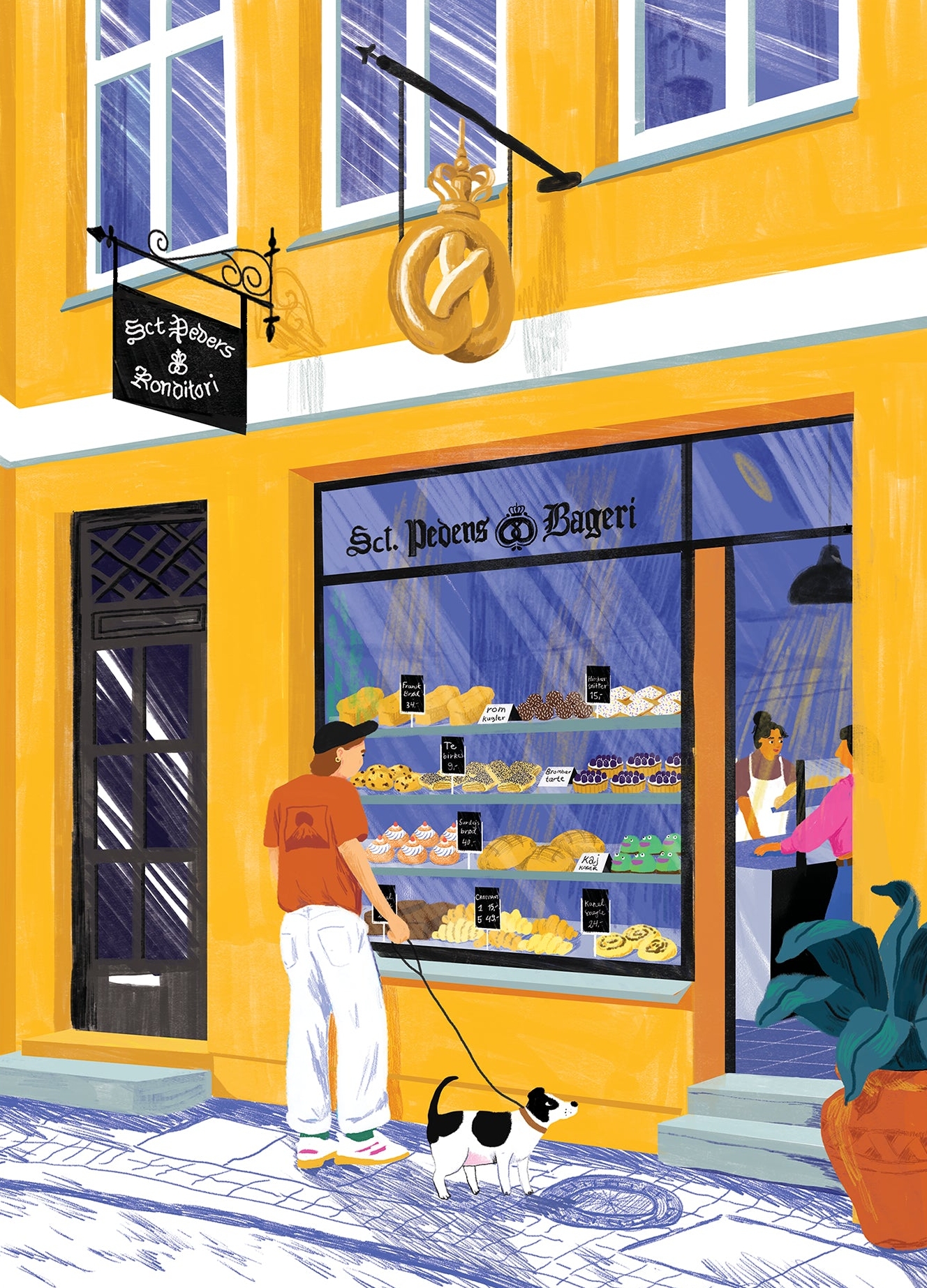 Nina Dissing plakat der forestiller det berømte bageri Sct Peders Bageri i København