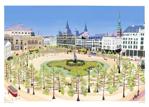 Københavner plakat med Kongens Nytorv i foråret