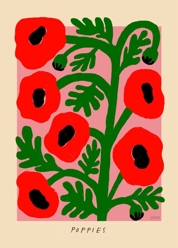 Madelen Mollard plakat kaldet Red Poppies, da plakaten viser en smuk og grafisk fortolkning af røde valmuer.