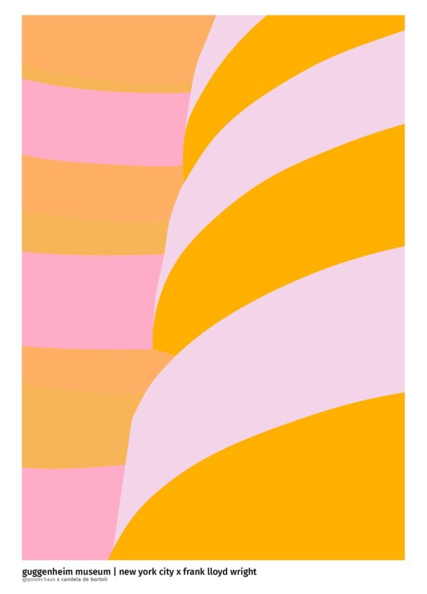Grafisk plakat af Guggenheim museet i New York. Plakaten er skabt af posterHaus x Candela De Bortoli