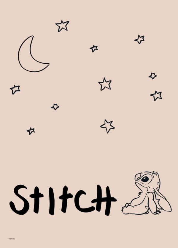 Stitch plakat med nattehimmel i beige