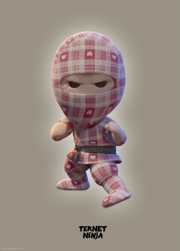 Ternet Ninja plakat med Ternet Ninja i hans lyserøde dragt med hjerter
