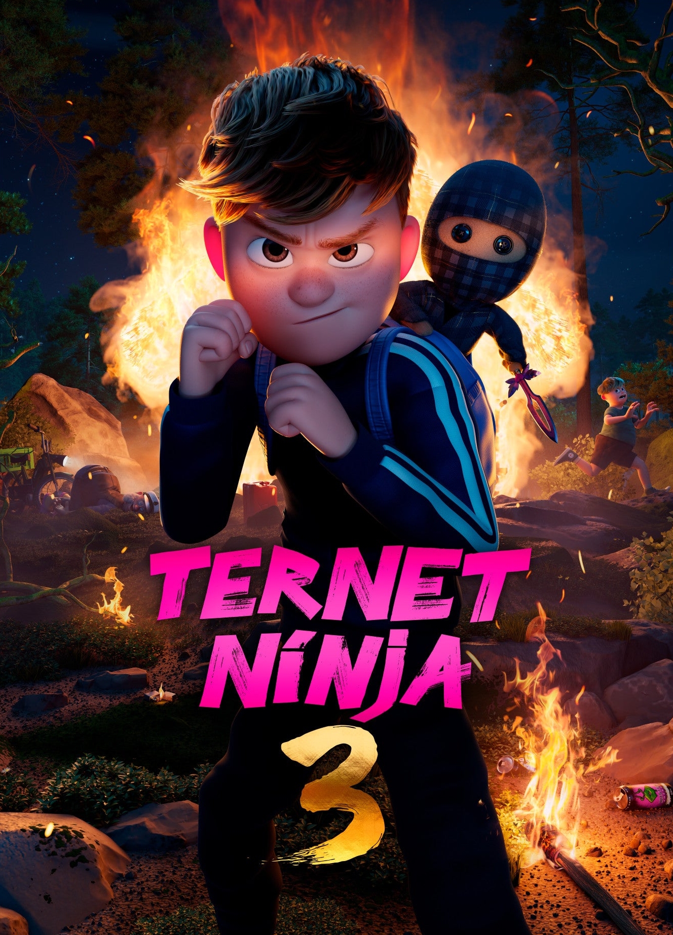 Ternet Ninja plakat med Aske og Ternet Ninja. Plakaten er lavet som filmplakat til den 3. og sidste film i trilogien om Ternet Ninja.