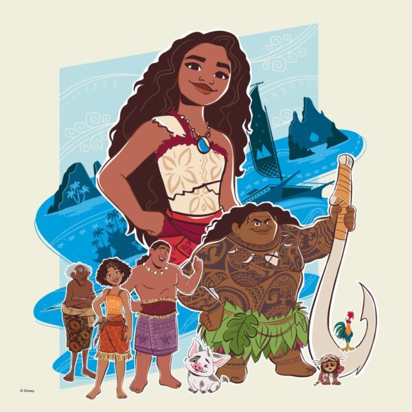 Vaiana plakat med Vaiana, Maui, Pua, Hei Hei og alle de andre