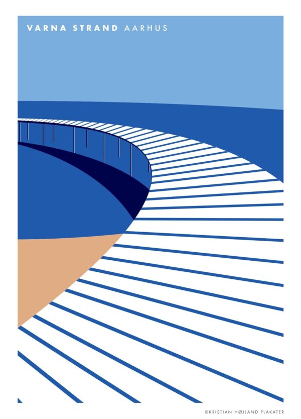 Århus plakat med Den Uendelige Bro ved Varna Strand i Århus